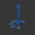 Detailed Sci Fi Mechanical Tower Structure With Scattered Metallic Modules And Platforms