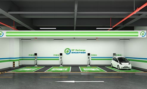 Modern parking lot New energy Underground parking lot 3d model