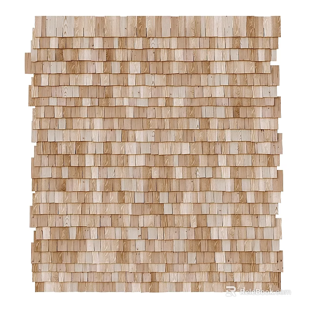 Natural Light Wooden Blocks Neatly Arranged As Decorative Wall Components 3d model 