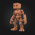 Brown Block Head Doll With Jointed Limbs And 3D Model Design