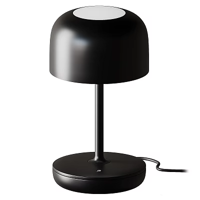 Modern Minimalist Black Table Lamp With Domed Shade Slim Pole And Round Base 3d model