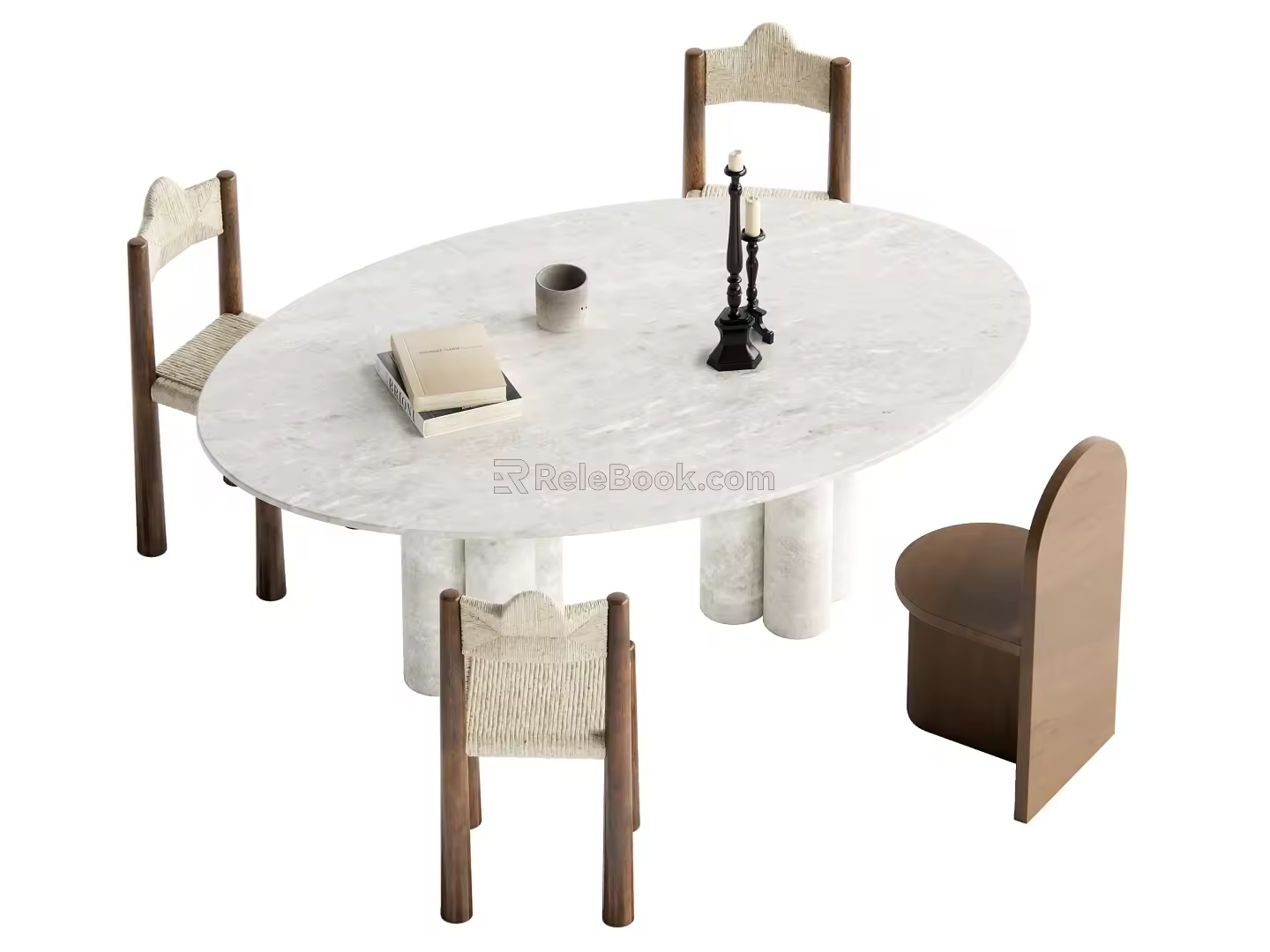 Middle-style dining tables and chairs 3d model