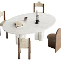 Middle-style dining tables and chairs 3d model