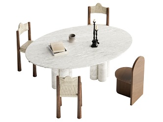 Middle-style dining tables and chairs 3d model