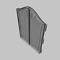 Ancient Medieval Style Wooden Door With Intricate Metal Hardware And Carved Patterns