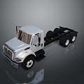 Silver Cab Commercial Truck Chassis With Black Frame And Wheels 3d model