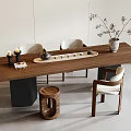Tea Table and Chair Combination Stool Tea Table Plant Ornaments Tea Set 3d model