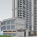 Modern High Rise Building Complex With Two Towers And Low Rise Podium Structure 3d model