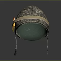 Camouflage Military Helmet with Bullets Attached on Side and Adjustable Straps with Chin Support