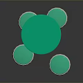 Round Green Dining Table With Four Egg Shaped Yellow And White Stools Modern Smooth Surface