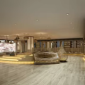 Elegant Clubhouse Interior Featuring Wooden Flooring Lounge Area And Warm Lighting Design