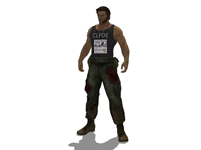 Game Movie Character Wearing CLIDE Vest With Blood Stained Pants Belt And Boots 3d model
