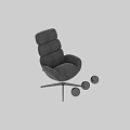 Gray Upholstered Leisure Chair with Swivel Base and Decorative Balls Modern Living Room Furniture Piece