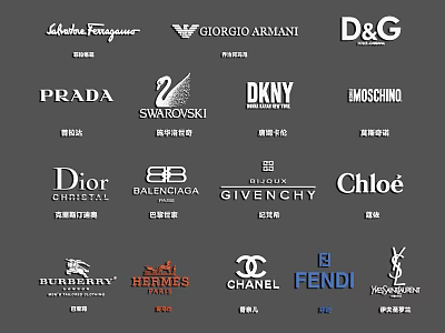 Famous Luxury Brand Logos Showcase Featuring Top High End Fashion Labels Collection 3d model