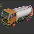 Orange And White Tanker Truck 3D Rendered Model With Metal Ladder