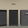 Three Different Poliform Washing Machines With Modern Design And Stainless Steel Finish