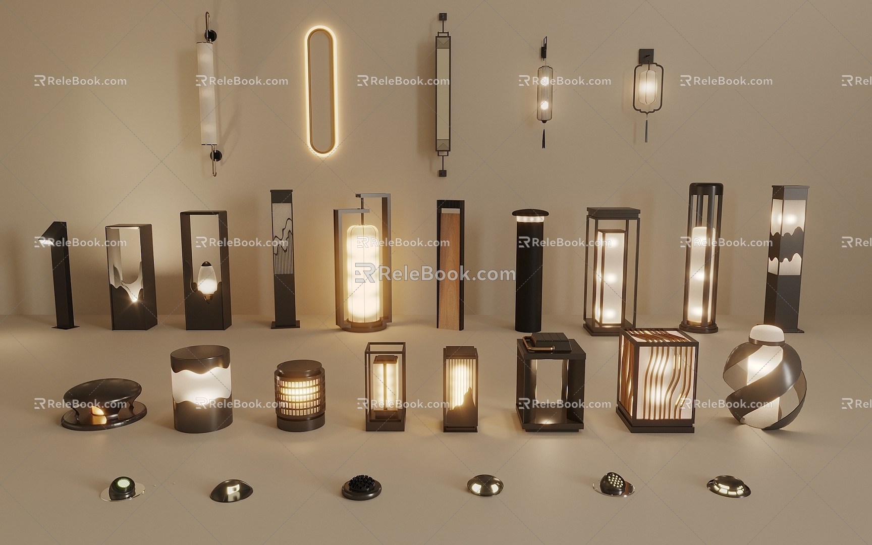 Landscape lights outdoor lights grass lights lawn lights street lights outdoor wall lights 3d model