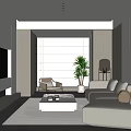 Modern Minimalist Living Room Interior With Beige Sofa Floor To Ceiling Window And Coffee Table