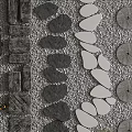 Decorative Stone Pavement With Circular Oval And Irregular Shaped Tiles On Gravel Base