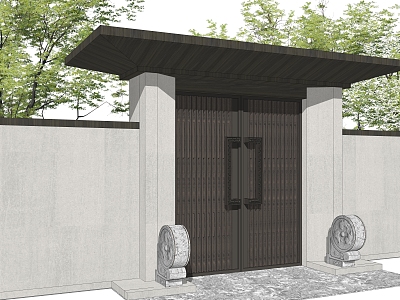 New Chinese-style Gate Courtyard Entrance Gate model