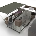 Functional Caravan With Open Awning And Windows For Camping And Outdoor Travel