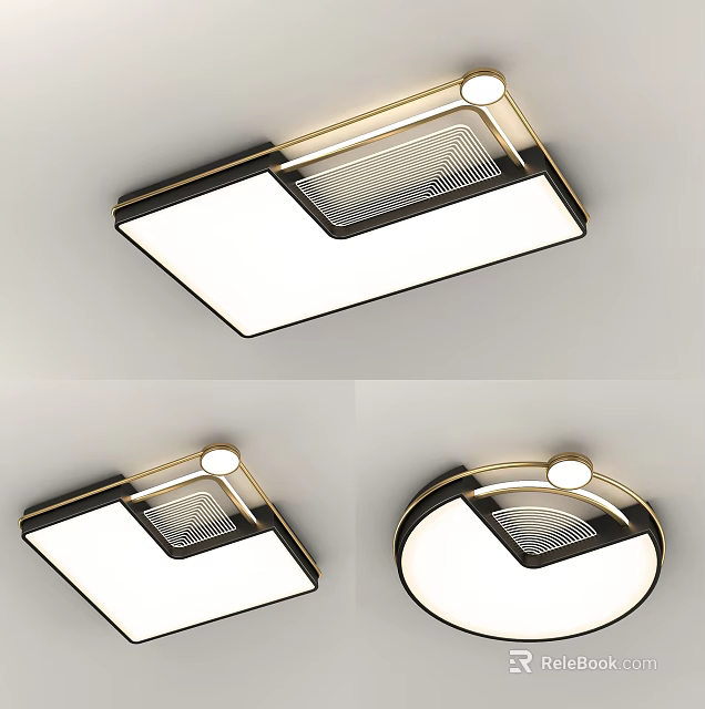 Stylish Modern Ceiling Light With LED Lighting Sleek Frame And Various Shapes 3d model 