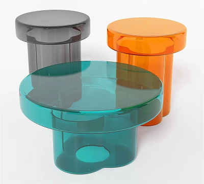Modern Colorful Transparent Coffee Tables With Round Shape And Acrylic Material 3d model