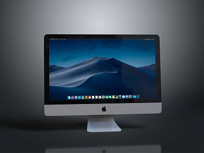 Apple iMac Electronic Device With Retina Display And Desktop Mountain Wallpaper 3d model