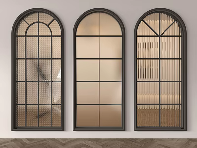 Arched Glass Partitions With Black Metal Frame Three Different Designs For Interior Decor 3d model