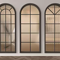 Arched Glass Partitions With Black Metal Frame Three Different Designs For Interior Decor