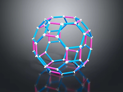Geometric Spherical Toy Structure With Blue Pink Frame And White Connecting Nodes For Home Use 3d model