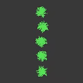 Five Lush Green Bushes with Dense Foliage Standing Against Gray Background