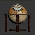 Decorative Globe Ornament Set with Wooden Stand and Intricate Design Elements