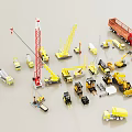 Various Construction Utility Vehicles Including Yellow Cranes Trucks And Excavators Models Collection 3d model