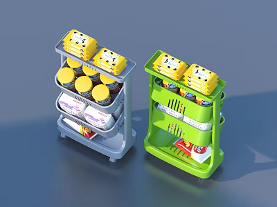 Multilayer Household Supplies Storage Racks With Different Colors For Kitchen Bathroom Organization 3d model