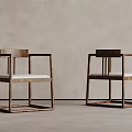 Minimalist Tea Table Chairs With Natural Wooden Square Frame And Cushioned Seats