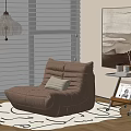 Middle Style Lazy Sofa Leather Lazy Sofa 3d model