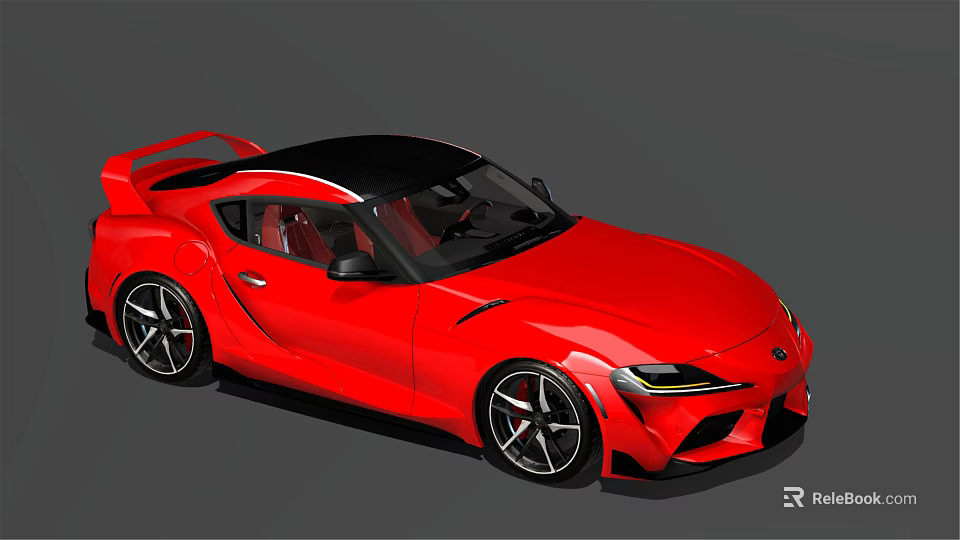 Red Sports Car Featuring Black Roof Sleek Design And Sporty Exterior Details 3d model 