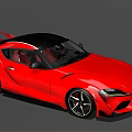 Red Sports Car Featuring Black Roof Sleek Design And Sporty Exterior Details