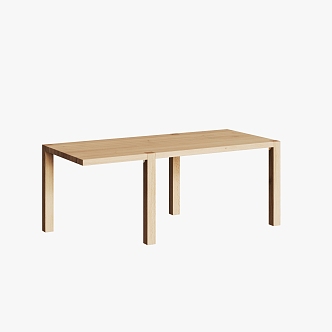 Modern dining table solid wood 3d model