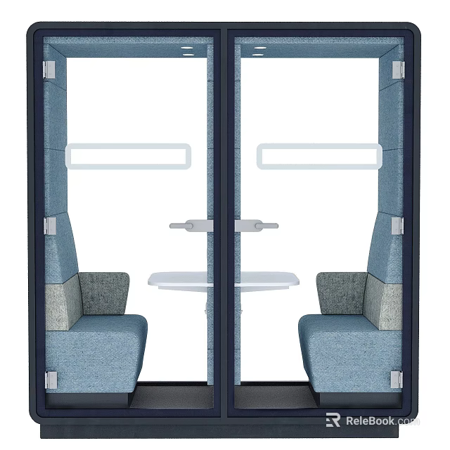 Modern Upholstered Table And Chair Set With Glass Partition Interior Design 3d model 