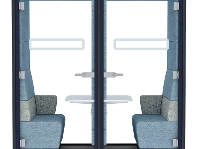 Modern Upholstered Table And Chair Set With Glass Partition Interior Design 3d model