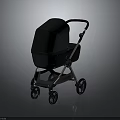 Black Modern Baby Stroller With Metal Frame Comfortable Handle And Sleek Design