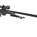 Engraved Sniper Rifle With Scope And Detailed Patterns On Black Background 3d model