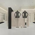 Modern Minimalist Clothing Store Interior With Mannequins Display Racks And Cozy Rest Lounge Space