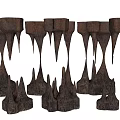 Unique Handmade Natural Wooden Sculptures Featuring Spiked Tops And Hanging Details