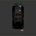 Black Modified Sports Car With Rear Spoiler Red Side Mirrors And Sleek Design