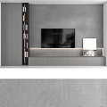 Modern TV Wall Design With Textured Panel TV Cabinet And Decorative Painting