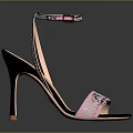 Women's Pink And Purple High Heels With Ankle Strap And Shiny Sequins