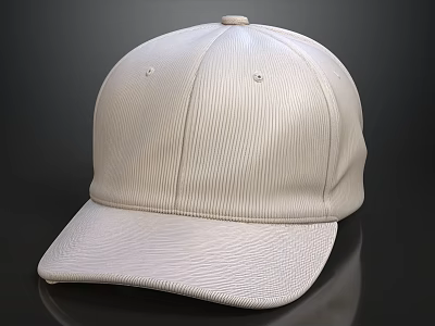White Baseball Cap With Smooth Fabric Curved Brim And Simple Design 3d model